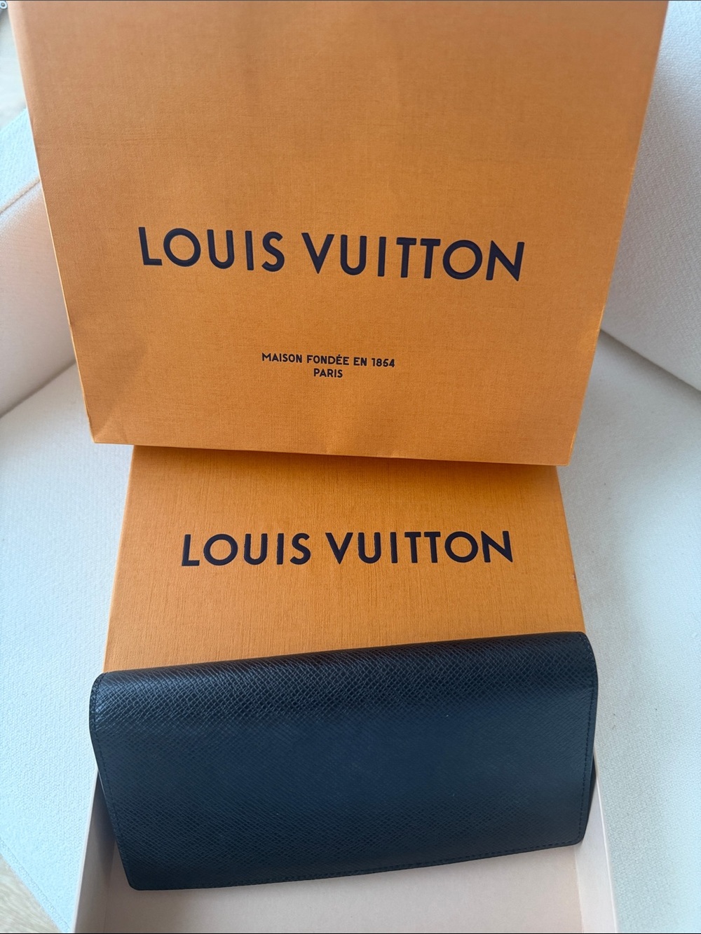 Louis Vuitton Black Textured Long Leather Wallet